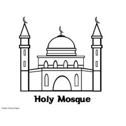 Dibujo para colorear: Mezquita (Edificios y Arquitectura) #64541 - Dibujos para colorear