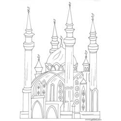 Dibujo para colorear: Mezquita (Edificios y Arquitectura) #64593 - Dibujos para colorear