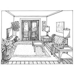 Dibujo para colorear: Salón (Edificios y Arquitectura) #66428 - Dibujos para colorear