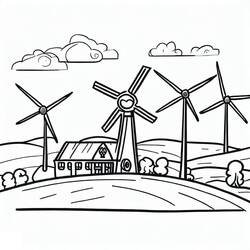 Dibujos para colorear: Turbina Eólica - Dibujos para Colorear e Imprimir Gratis
