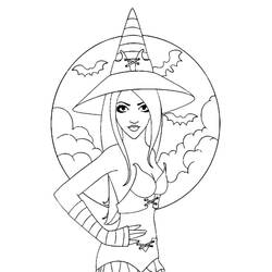 Dibujo para colorear: Bruja de Halloween (Fiestas y Celebraciones) #200286 - Dibujos para Colorear e Imprimir Gratis