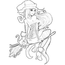 Dibujo para colorear: Bruja de Halloween (Fiestas y Celebraciones) #200287 - Dibujos para Colorear e Imprimir Gratis