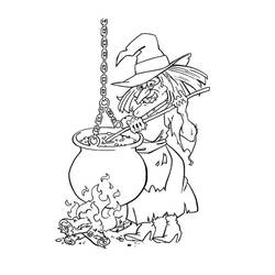 Dibujo para colorear: Bruja de Halloween (Fiestas y Celebraciones) #200297 - Dibujos para Colorear e Imprimir Gratis