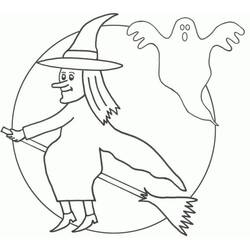 Dibujo para colorear: Bruja de Halloween (Fiestas y Celebraciones) #200309 - Dibujos para Colorear e Imprimir Gratis