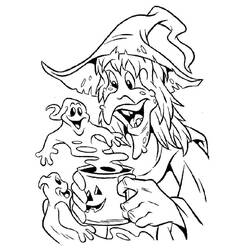 Dibujo para colorear: Bruja de Halloween (Fiestas y Celebraciones) #200310 - Dibujos para Colorear e Imprimir Gratis