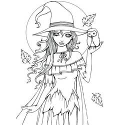 Dibujo para colorear: Bruja de Halloween (Fiestas y Celebraciones) #200312 - Dibujos para Colorear e Imprimir Gratis