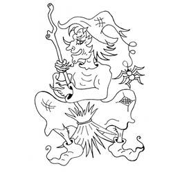 Dibujo para colorear: Bruja de Halloween (Fiestas y Celebraciones) #200314 - Dibujos para Colorear e Imprimir Gratis