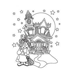 Dibujo para colorear: Bruja de Halloween (Fiestas y Celebraciones) #200316 - Dibujos para Colorear e Imprimir Gratis