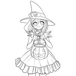 Dibujo para colorear: Bruja de Halloween (Fiestas y Celebraciones) #200318 - Dibujos para Colorear e Imprimir Gratis