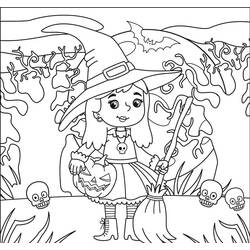 Dibujo para colorear: Bruja de Halloween (Fiestas y Celebraciones) #200319 - Dibujos para Colorear e Imprimir Gratis