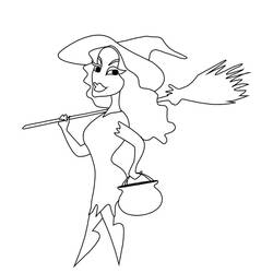 Dibujo para colorear: Bruja de Halloween (Fiestas y Celebraciones) #200320 - Dibujos para Colorear e Imprimir Gratis