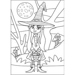 Dibujo para colorear: Bruja de Halloween (Fiestas y Celebraciones) #200321 - Dibujos para Colorear e Imprimir Gratis