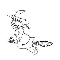 Dibujo Bruja de Halloween (Fiestas y Celebraciones) #200337 para imprimir y colorear