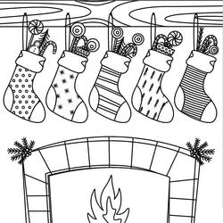 Dibujo para colorear: Calcetín de Navidad (Fiestas y Celebraciones) #216632 - Dibujos para Colorear e Imprimir Gratis