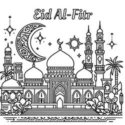 Dibujo para colorear: Eid al-Fitr (Fiestas y Celebraciones) #212943 - Dibujos para Colorear e Imprimir Gratis