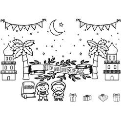 Dibujo para colorear: Eid Mubarak (Fiestas y Celebraciones) #194343 - Dibujos para Colorear e Imprimir Gratis