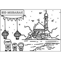 Dibujo para colorear: Eid Mubarak (Fiestas y Celebraciones) #194350 - Dibujos para Colorear e Imprimir Gratis