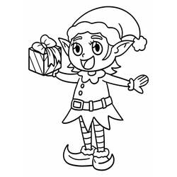 Dibujo para colorear: Elfo de Navidad (Fiestas y Celebraciones) #190306 - Dibujos para Colorear e Imprimir Gratis