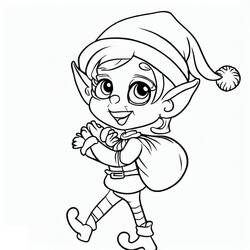 Dibujo para colorear: Elfo de Navidad (Fiestas y Celebraciones) #190325 - Dibujos para Colorear e Imprimir Gratis