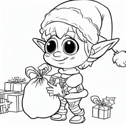Dibujo para colorear: Elfo de Navidad (Fiestas y Celebraciones) #190326 - Dibujos para Colorear e Imprimir Gratis