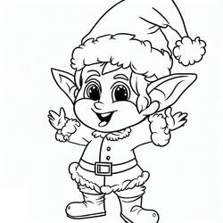 Dibujo para colorear: Elfo de Navidad (Fiestas y Celebraciones) #190328 - Dibujos para Colorear e Imprimir Gratis