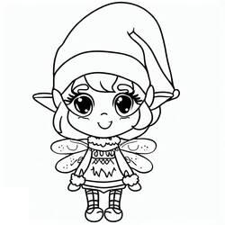 Dibujo para colorear: Elfo de Navidad (Fiestas y Celebraciones) #190329 - Dibujos para Colorear e Imprimir Gratis
