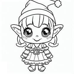 Dibujo para colorear: Elfo de Navidad (Fiestas y Celebraciones) #190330 - Dibujos para Colorear e Imprimir Gratis