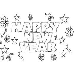 Dibujo para colorear: Feliz Año Nuevo (Fiestas y Celebraciones) #60769 - Dibujos para Colorear e Imprimir Gratis
