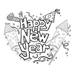 Dibujos para colorear: Feliz Año Nuevo - Dibujos para Colorear e Imprimir Gratis