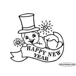 Dibujo para colorear: Feliz Año Nuevo (Fiestas y Celebraciones) #60924 - Dibujos para Colorear e Imprimir Gratis