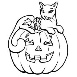 Dibujo para colorear: Gato de Halloween (Fiestas y Celebraciones) #203945 - Dibujos para Colorear e Imprimir Gratis