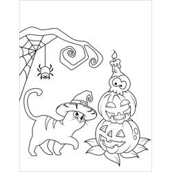 Dibujo para colorear: Gato de Halloween (Fiestas y Celebraciones) #203948 - Dibujos para Colorear e Imprimir Gratis
