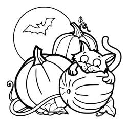 Dibujo para colorear: Gato de Halloween (Fiestas y Celebraciones) #203950 - Dibujos para Colorear e Imprimir Gratis