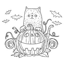 Dibujo para colorear: Gato de Halloween (Fiestas y Celebraciones) #203957 - Dibujos para Colorear e Imprimir Gratis