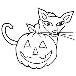 Dibujo para colorear: Gato de Halloween (Fiestas y Celebraciones) #203959 - Dibujos para Colorear e Imprimir Gratis