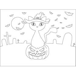 Dibujo para colorear: Gato de Halloween (Fiestas y Celebraciones) #203961 - Dibujos para Colorear e Imprimir Gratis