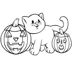 Dibujo para colorear: Gato de Halloween (Fiestas y Celebraciones) #203963 - Dibujos para Colorear e Imprimir Gratis