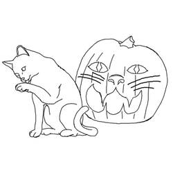 Dibujo para colorear: Gato de Halloween (Fiestas y Celebraciones) #203967 - Dibujos para Colorear e Imprimir Gratis