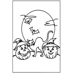 Dibujo para colorear: Gato de Halloween (Fiestas y Celebraciones) #203968 - Dibujos para Colorear e Imprimir Gratis