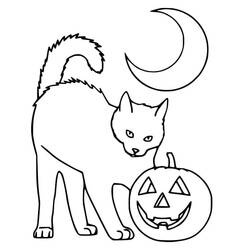Dibujo para colorear: Gato de Halloween (Fiestas y Celebraciones) #203970 - Dibujos para Colorear e Imprimir Gratis