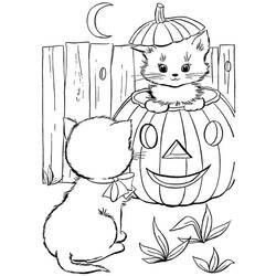Dibujo para colorear: Gato de Halloween (Fiestas y Celebraciones) #203975 - Dibujos para Colorear e Imprimir Gratis