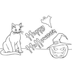 Dibujo para colorear: Gato de Halloween (Fiestas y Celebraciones) #203976 - Dibujos para Colorear e Imprimir Gratis