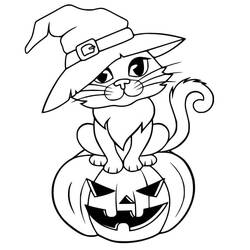 Dibujo para colorear: Gato de Halloween (Fiestas y Celebraciones) #203980 - Dibujos para Colorear e Imprimir Gratis