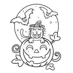 Dibujo para colorear: Gato de Halloween (Fiestas y Celebraciones) #203981 - Dibujos para Colorear e Imprimir Gratis
