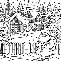 Dibujo para colorear: Pueblo de Navidad (Fiestas y Celebraciones) #217383 - Dibujos para Colorear e Imprimir Gratis