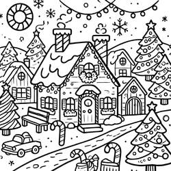 Dibujo para colorear: Pueblo de Navidad (Fiestas y Celebraciones) #217384 - Dibujos para Colorear e Imprimir Gratis