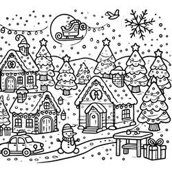 Dibujo para colorear: Pueblo de Navidad (Fiestas y Celebraciones) #217386 - Dibujos para Colorear e Imprimir Gratis