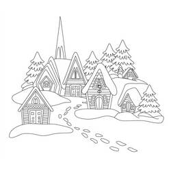 Dibujo para colorear: Pueblo de Navidad (Fiestas y Celebraciones) #217388 - Dibujos para Colorear e Imprimir Gratis
