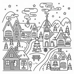 Dibujo para colorear: Pueblo de Navidad (Fiestas y Celebraciones) #217390 - Dibujos para Colorear e Imprimir Gratis
