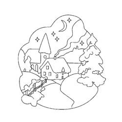 Dibujo para colorear: Pueblo de Navidad (Fiestas y Celebraciones) #217400 - Dibujos para Colorear e Imprimir Gratis